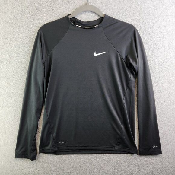 Nike Swim Top Womens M Black Hydroguard Swim Shirt UPF 40 Competition Racing - Picture 1 of 13
